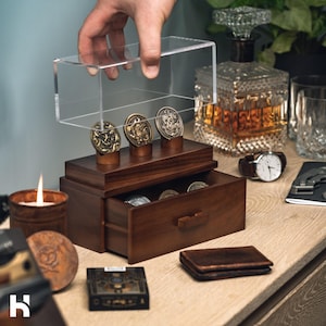 Handcrafted Premium Challenge Coin Display Case – Preserve The Memories with The Podium – Wooden Military Coin Holder – Birthday Gift
