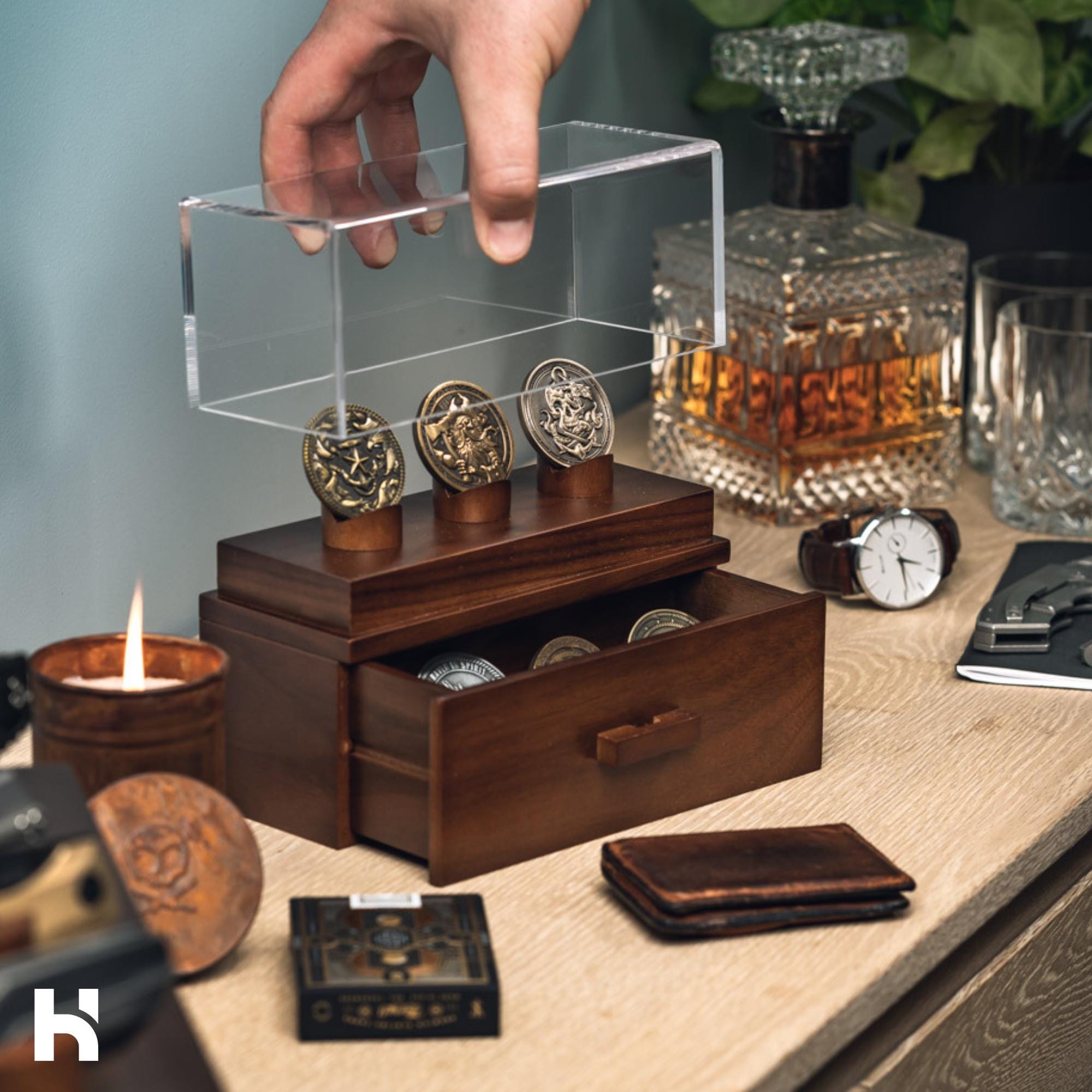 Handcrafted Premium Challenge Coin Display Case – Preserve The Memories with The Podium – Wooden Military Coin Holder – Birthday Gift
