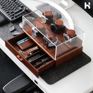 Wooden Watch Display Case for 5 Watches – Premium Handcrafted Watch Organizer – Mens Watch Box & Watch Case – Perfect Birthday Gift