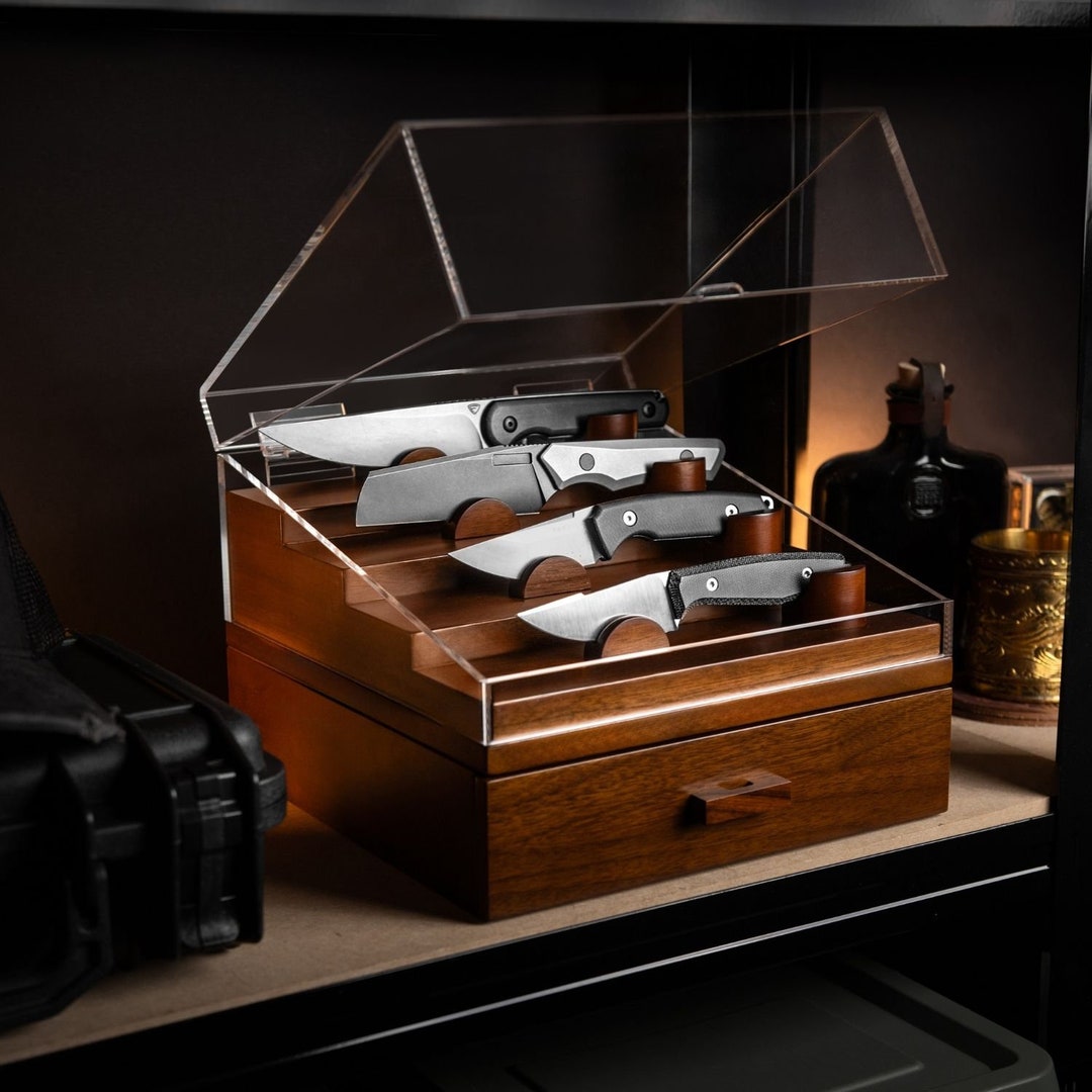 The Blade Deck Premium Fixed Blade Knife Display Case Large Drawer