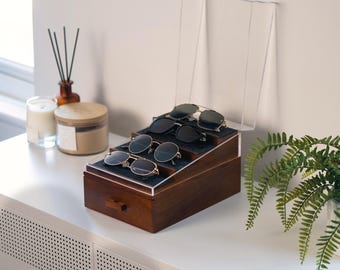 Display & Protect Your Collection – Handcrafted Sunglasses Organizer with Display Stand for Multiple Glasses - Perfect Gift for Men