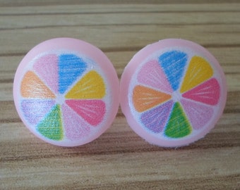 Multicoloured PVC Fruit Slice Studs