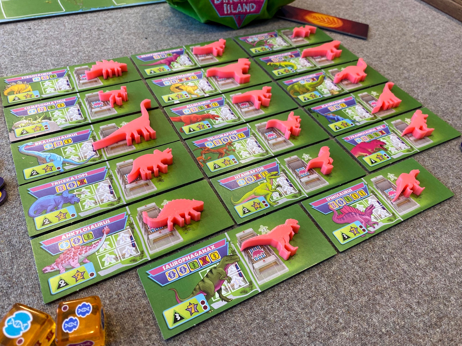 Dinosaur Island Board Game Dinosaur Meeples Etsy