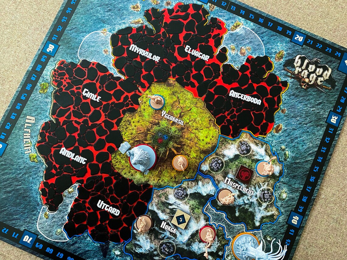 Juego de mesa Blood Rage Ragnarok Tiles Regular y tapete de juego ...