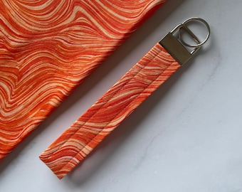 Orange Swirl Key Fob // Orange Swirl Key Fob Wristlet // Orange Marble // Orange Swirl // Tie Dye Swirl // Key Wristlet // Lanyard // Gifts