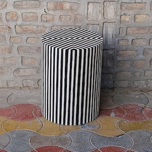 Handmade bone inlay side table / End table