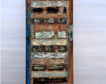 Tablero de mesa de madera reciclada hecho a mano: rústico