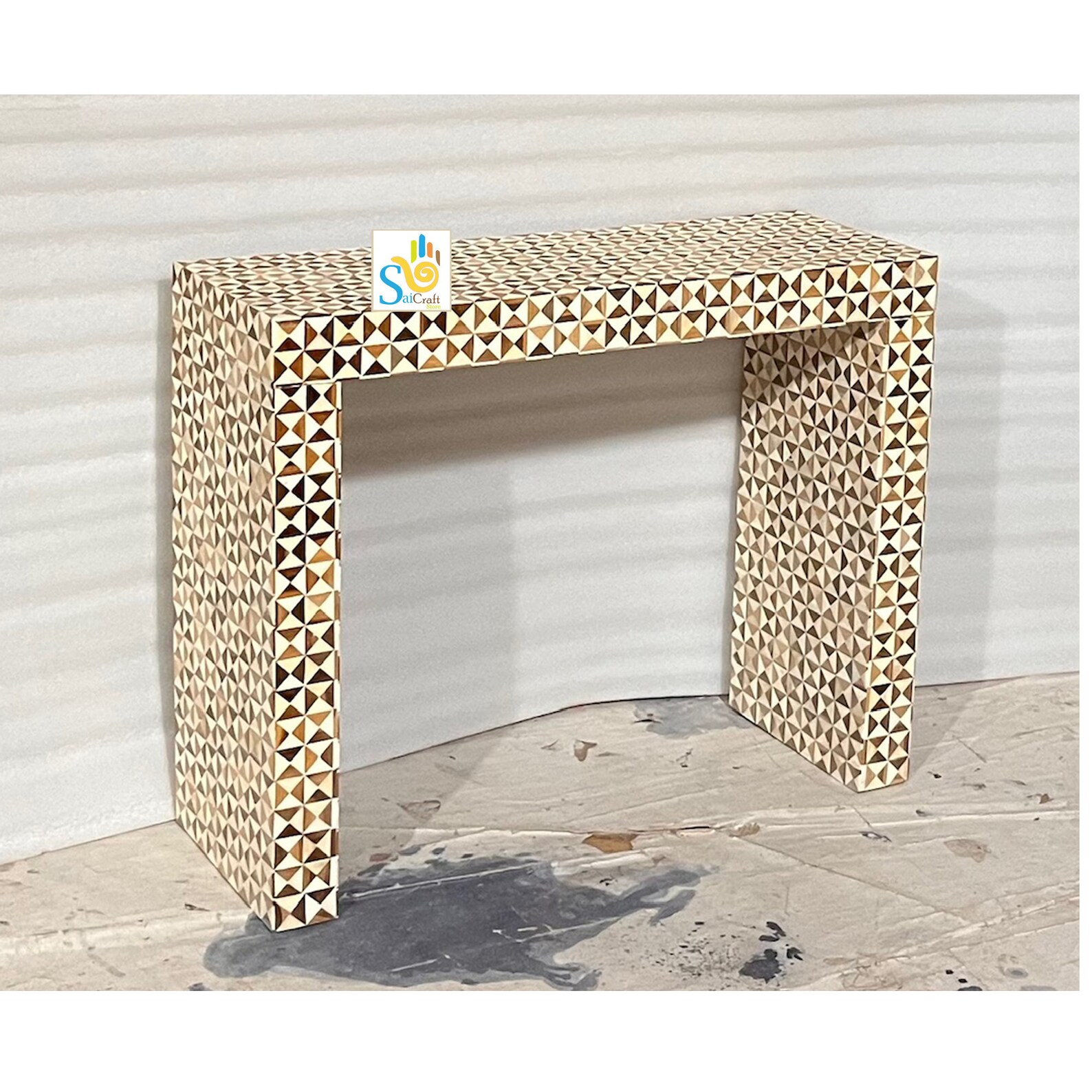 Handmade Wooden Bone Inlay Modern Pattern Console Table With Free Gift ...