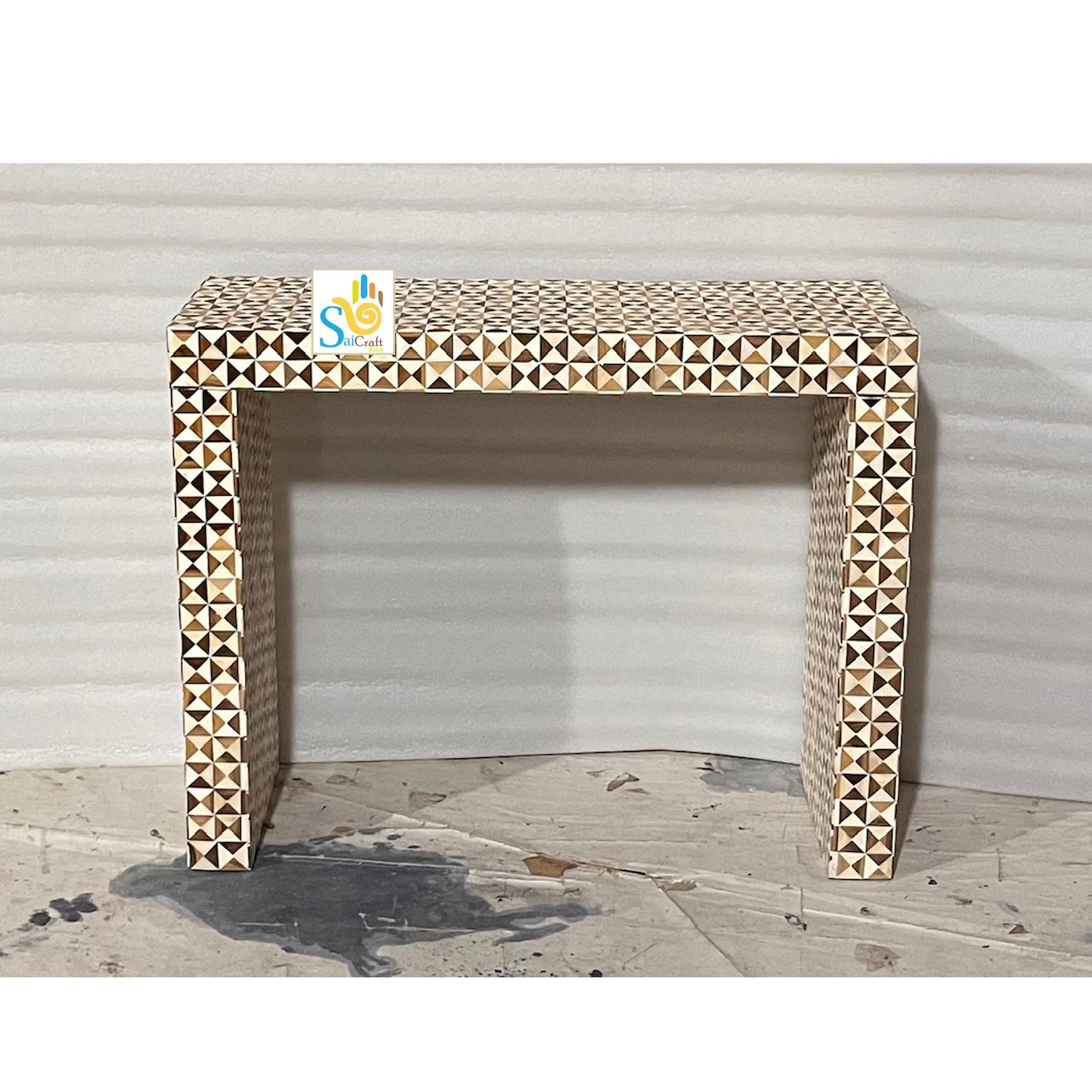 Handmade Wooden Bone Inlay Modern Pattern Console Table With Free Gift ...