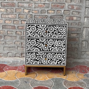 Handmade Bone Inlay Nightstand