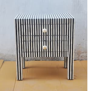 Handmade bone inlay Bedside / nightstand