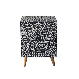 Handmade Bone Inlay bedside nightstand