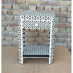Handmade bone inlay Bedside / nightstand