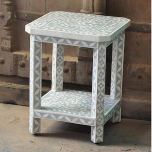 Handmade bone inlay side table / End table