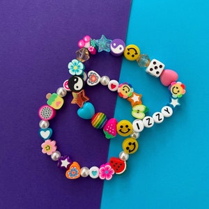 90s bead bracelet/beaded bracelet / 90s/friendship/ y2k bracelet/ smiley/name bracelet/beaded bracelet indie