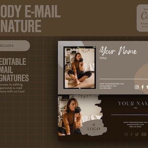 Boho Email Signature Template | Canva | Business Email Design | Gmail Signature | Blog Email | Small Business Email Signature | Moody