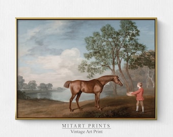 Vintage Horse Painting, Horse Art Print, Antique Equestrian Print, Vintage Equestrian Painting, Farmhouse Horse Decor, Printable Wall Art