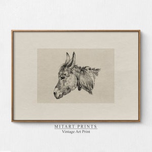 Vintage Donkey Print, Printable Nursery Art, Rustic Animal Wall Art, Nursery Room Art Prints, Farmhouse Nursery Art, Instant Downloadable