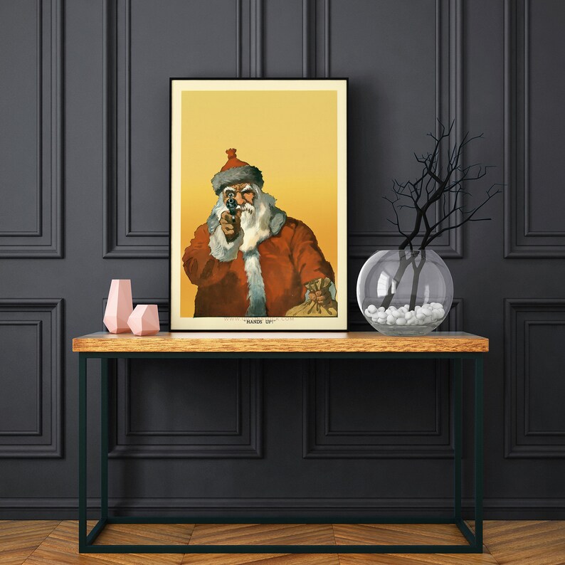 Vintage Santa Wall Art Decor Christmas Wall Poster Santa Etsy