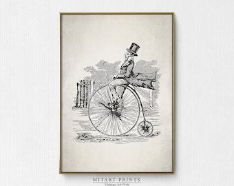 Vintage Bicycle Print, Bicycle Poster, Bicycle Wall Decor, Retro Art Printable, Minimalist Digital Downloads, Light Academia Wall Art
