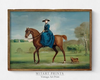 Vintage Horse Painting Downloadable, Antique Victorian Horse Print, Vintage Equestrian Painting, Printable Wall Art, Rustic Farmhouse Decor