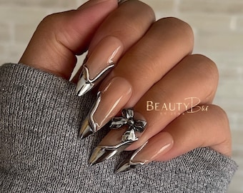 LUNA | Metallic Chrome Press Ons | Baddie Press Ons | 3XL Nails | 3D Nails