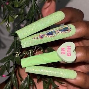 FRESH LOVE | Kawaii Press On Nails | Candy Heart Press On Nails | Glitter Nails