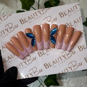 BUTTERFLY EFFECT | Glitter French Tip Nails | Butterfly Nails | Baddie Press On Nails