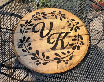 Monogrammed Authentic Kentucky Bourbon Barrel Head