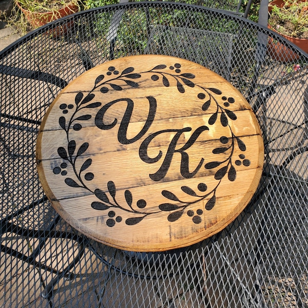 Monogrammed Authentic Kentucky Bourbon Barrel Head