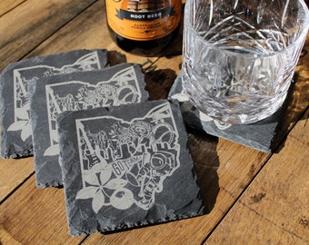 Ohio Icons Slate Coaster Set