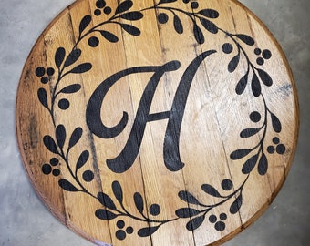 Monogrammed Authentic Kentucky Bourbon Barrel Head Lazy Susan