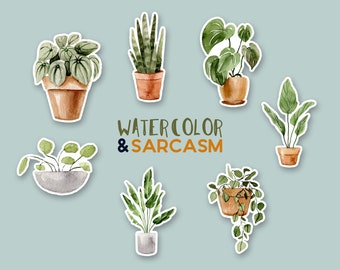 potted house plant sticker flakes, laptop stickers, cute stickers, funny stickers, laptop decals, water bottle sticker, water bottle decals