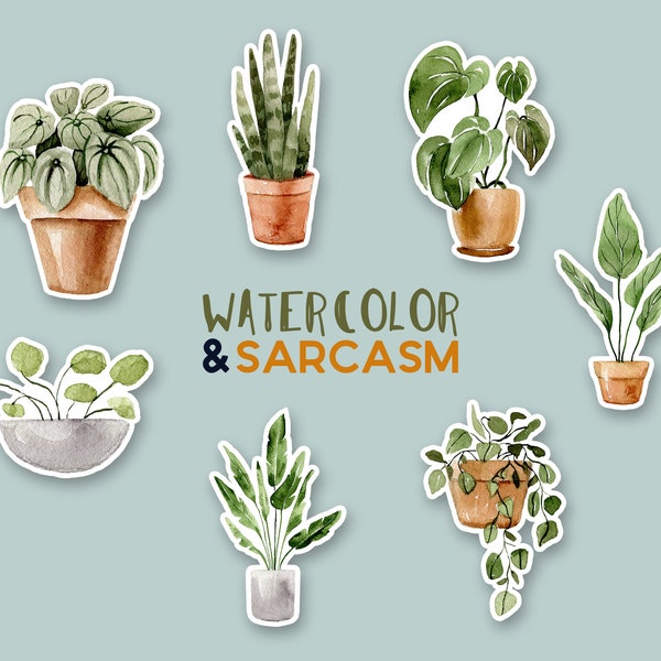 potted house plant sticker flakes, laptop stickers, cute stickers, funny stickers, laptop decals, water bottle sticker, water bottle decals