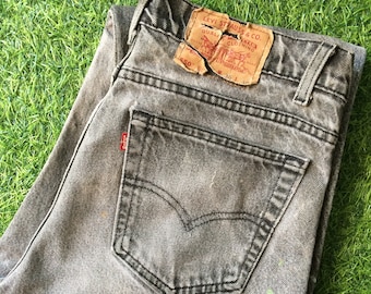 Vintage Levis 550 Jeans, Size 35, Faded Black Wash, Distressed Denim