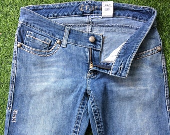 Cruel by Rocky Mountain Bootcut Stretch Jeans W31 L34 Low Waist Distressed Wide Leg Flare Tall Jeans, Waist 31"