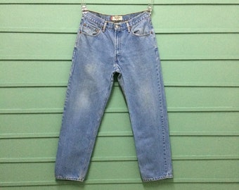 Size 32 Vintage Distressed Levis 550 Jeans W32 L31 Light Wash Rigid Denim Relaxed Fit Straight Leg Jeans Waist 32"