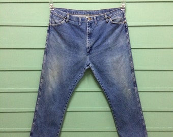 Jeansy Wrangler Western z lat 90. W44 L30, sprany denim