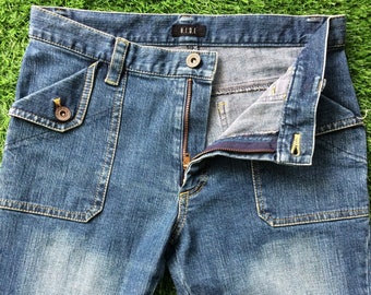 Jean bootcut taille basse Y2K, denim japonais à jambe large, L27 L29