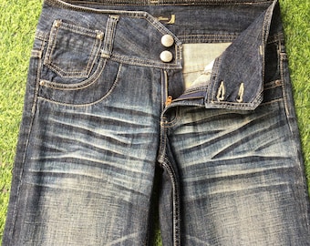 Vintage Y2K Low Rise Flare Jeans, Distressed Japanese Denim (W29 L30)
