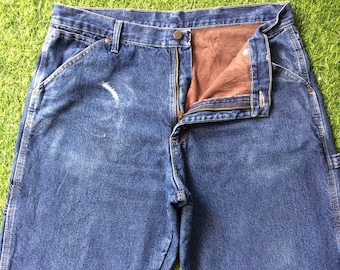 Pantalones vaqueros Wrangler forrados estilo carpintero, estilo desgastado, talla 34