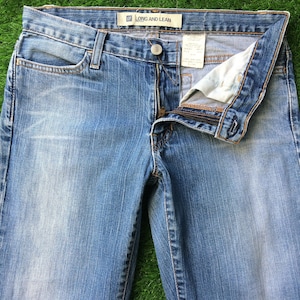 Size 30 Vintage Gap Long Lean Jean Y2Ks Slim Low Waist Light Wash Denim Flared Wide Leg Girlfriend Jeans