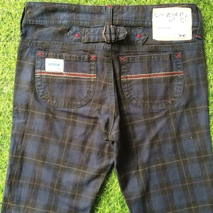 Size 27 Betty Smith Pants W27xL29 Betty Smith Tartan Plaid Japanese Pants Buckled Back Tapered Slim Jeans Pants