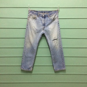 Size 38 Vintage Distressed Levis 505 Ripped Jeans W38 L28 Light Wash Denim Regular Fit Jeans Plus Size Levis Jeans Waist 38&quot;