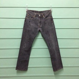 Size 30 Vintage Distressed Levis 501 Jeans Black Wash Denim Straight Leg Jeans W30 L29 Classic Fit Jeans Button Fly Levi Waist 30&quot;