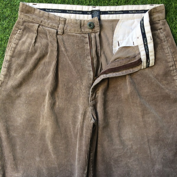 Size 31 Vintage Polo Ralph Lauren Corduroy Pants W31 L31 Classic Straight Trousers Pants Waist 31"