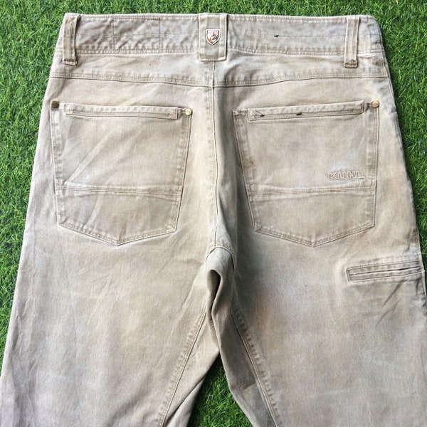 Size 31 Distressed KUHL Work Pants Vintage Patina Dye Pants, Medium to Large 31"