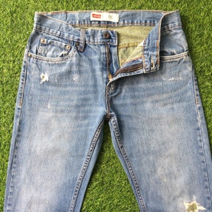 Size 30 Vintage Distressed Levis 511 Jeans W30 L33 Medium Wash Ripped Jeans Classic Slim Fit Straight Leg Jeans Waist 30&quot;