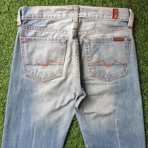 Taille 25 7 For All Mankind - Jean bootcut taille basse W27 L30 Jean large évasé en denim fabriqué aux États-Unis, taille 27 po