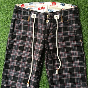 Size 28 Distressed Betty Smith Japanese Checkered Wide Leg Pants, Medium 28&quot;